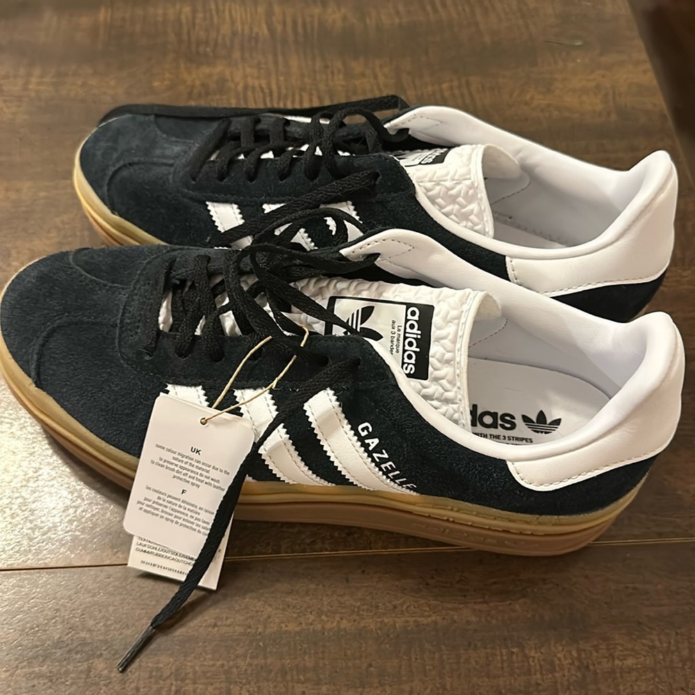 Black Adidas Gazelle Bold size 9.5. Never worn. BNWT.